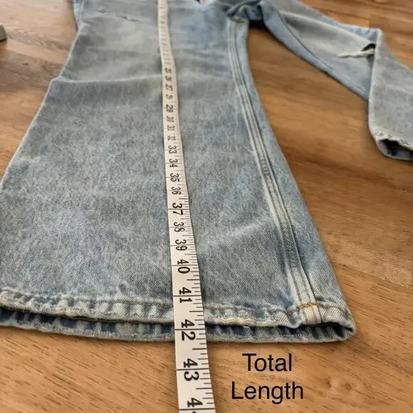 Arizona Highest Rise Curvy Skater Jean Sz 15 Light Wash Blue Distressed Wide Leg - Picture 12 of 12